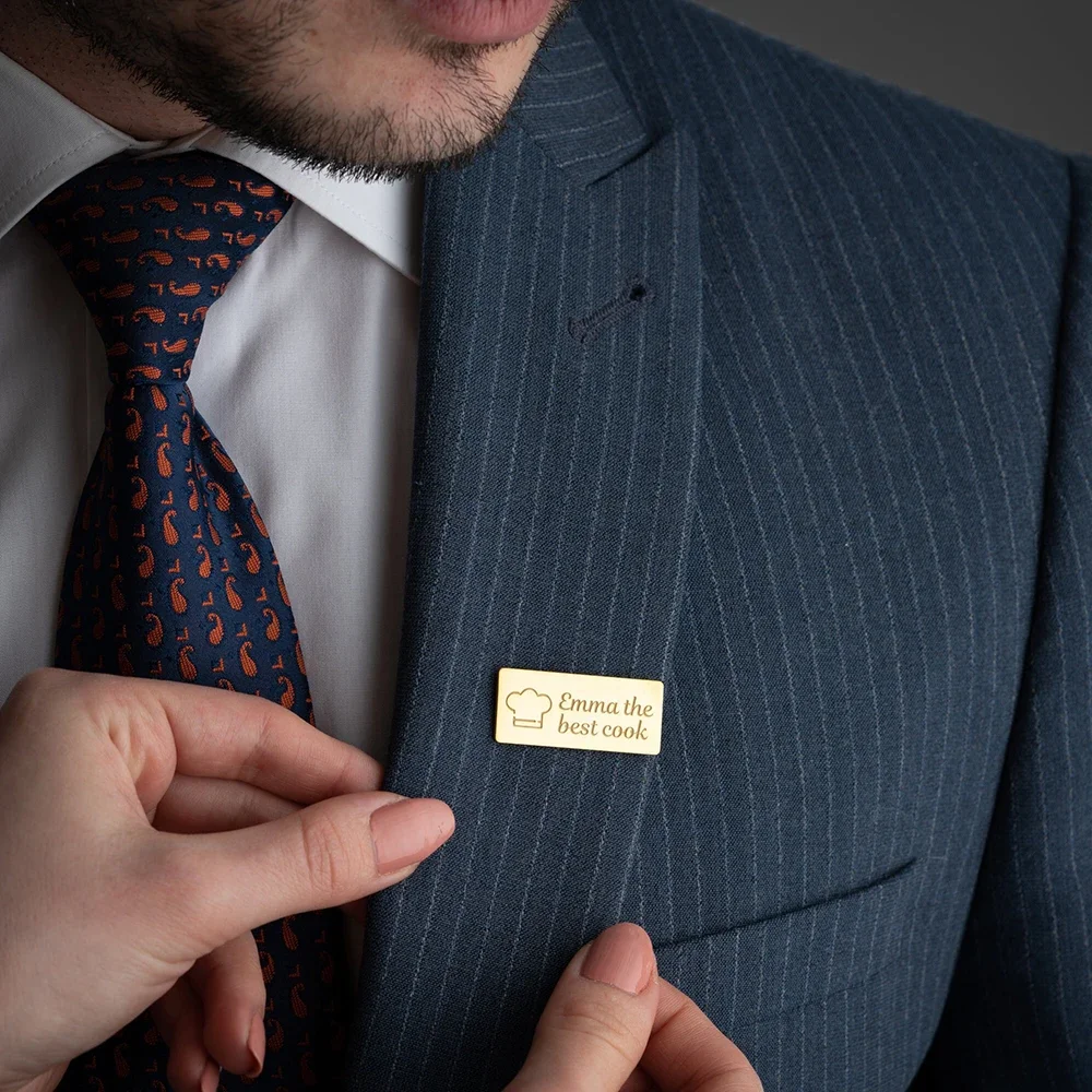 Stainless Steel Metal Custom Name Brooches, Handmade Business Cards ...