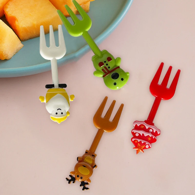 Christmas Fruit Fork Set Food Pick Sliced Fruit Fork Animal Plastic Toothpick Stick Bento Accessories food toothpick