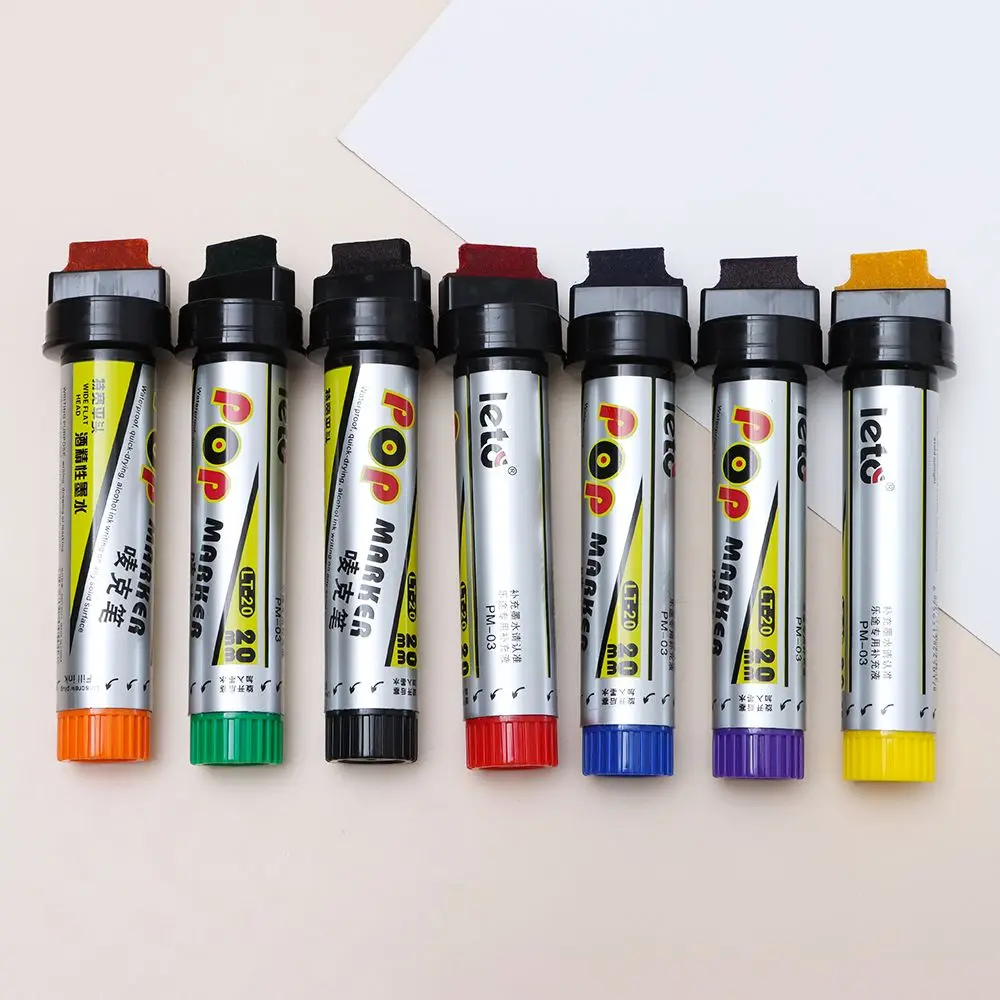 POP Waterproof Paint Permanent Refillable Marker Pen 20mm Sketching Graffiti Markers Poster Pen School Supplies 4