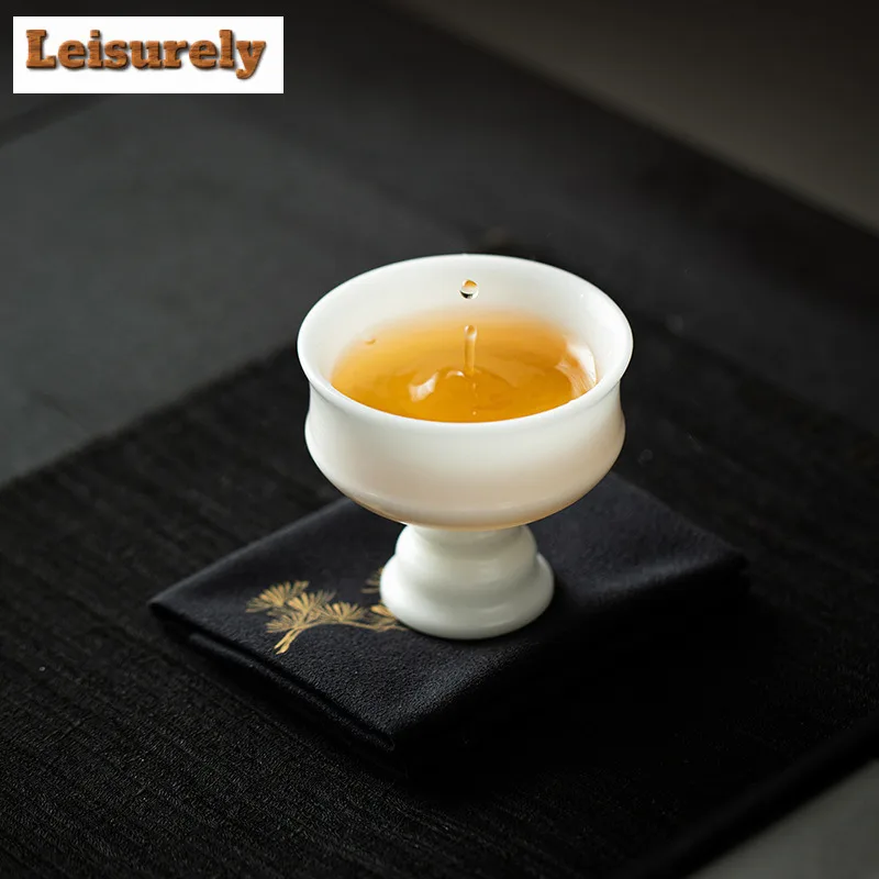 Dehua Fair Jade Clay High Footed Tea Cup, Household Chinese Single Master Ceramic Kung Fu Set, Tasting Cup