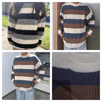 Autumn Winter Sweater Men Pullover Korean Style Male Striped Sweater Loose Knitted Sweater Trend Thick Top Mens Clothing - Image 6