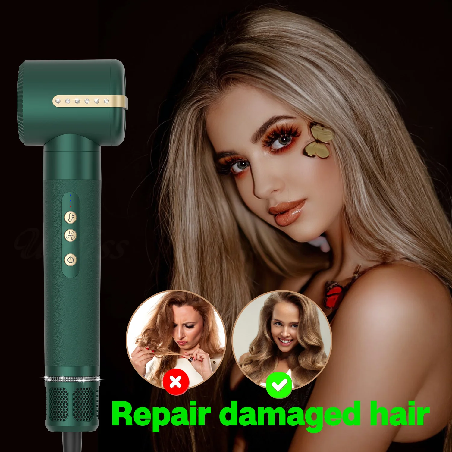 Wholesale 5 in 1 Hair Brushes High Speed 100,000rmp Hair Styler Straightener Electric Curling  Iron Air Blow Dryer 3
