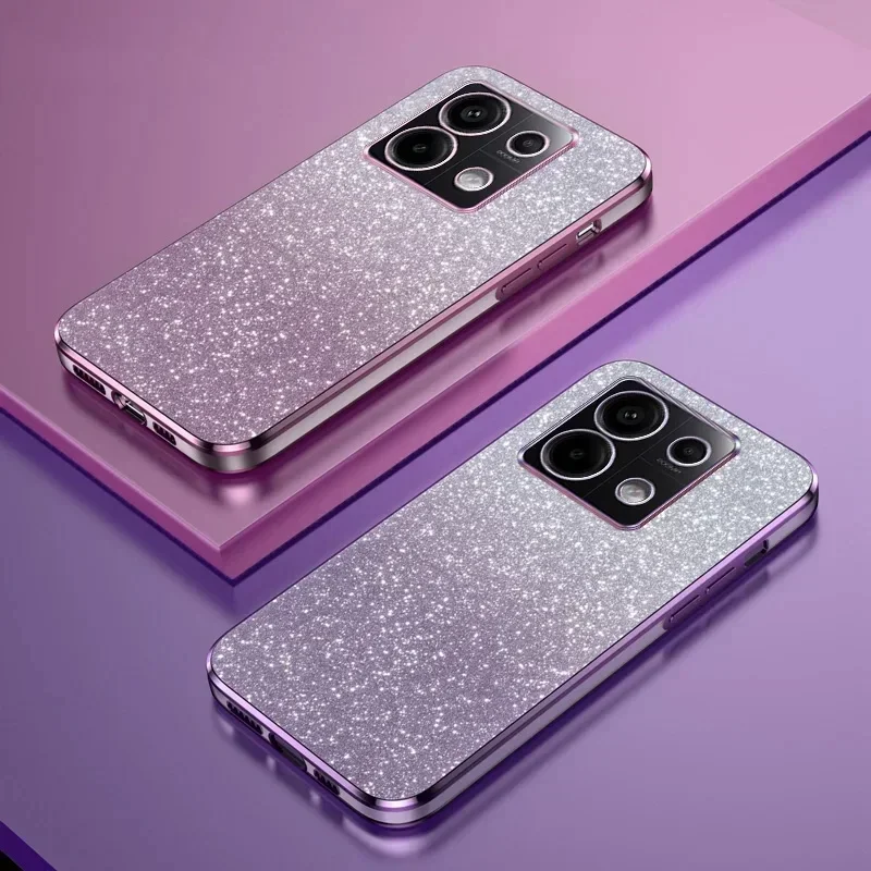 Luxury Shiny Glitter Plating Silicone Case with Camera Lens Protection