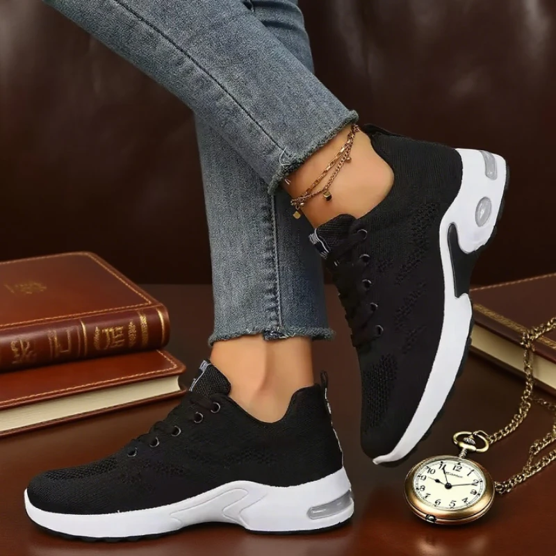 Women Platform Casual Sneakers Breathable Walking Mesh Flat Running Shoes Women Tenis Gym Vulcanized Shoes White Female Footwear