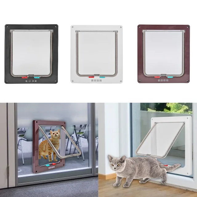 4 Way ABS Animal Pet Kitten Puppy Security Flap Door Safe Dog Cat Gate Doors 2