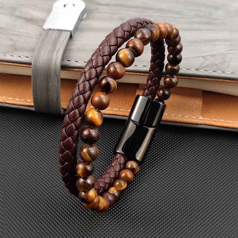Pulsera De Cuentas De Piedra Clásica Para Hombr Y Mujer, Pulsera De