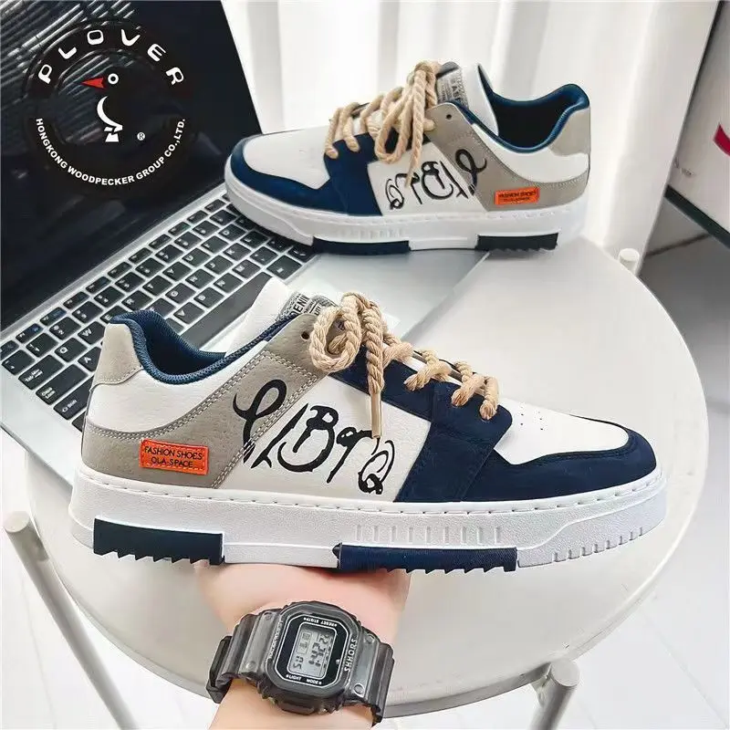 New Fashion Designer Shoes Men Casual Platform Sneakes Lace Up Trainers Student  Mens Vulcanized 