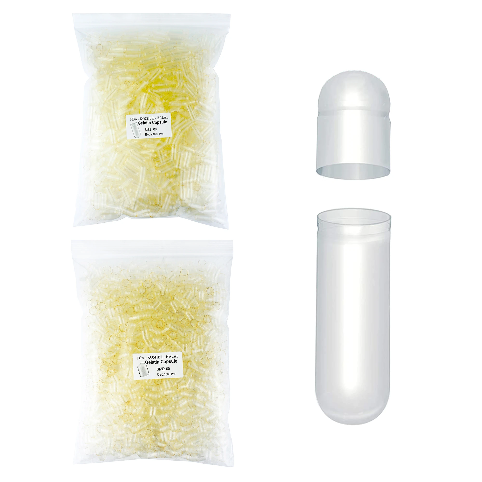 1000pcs Empty Hard Gelatin Capsule Medicine Capsule 0 Clear Kosher Gel