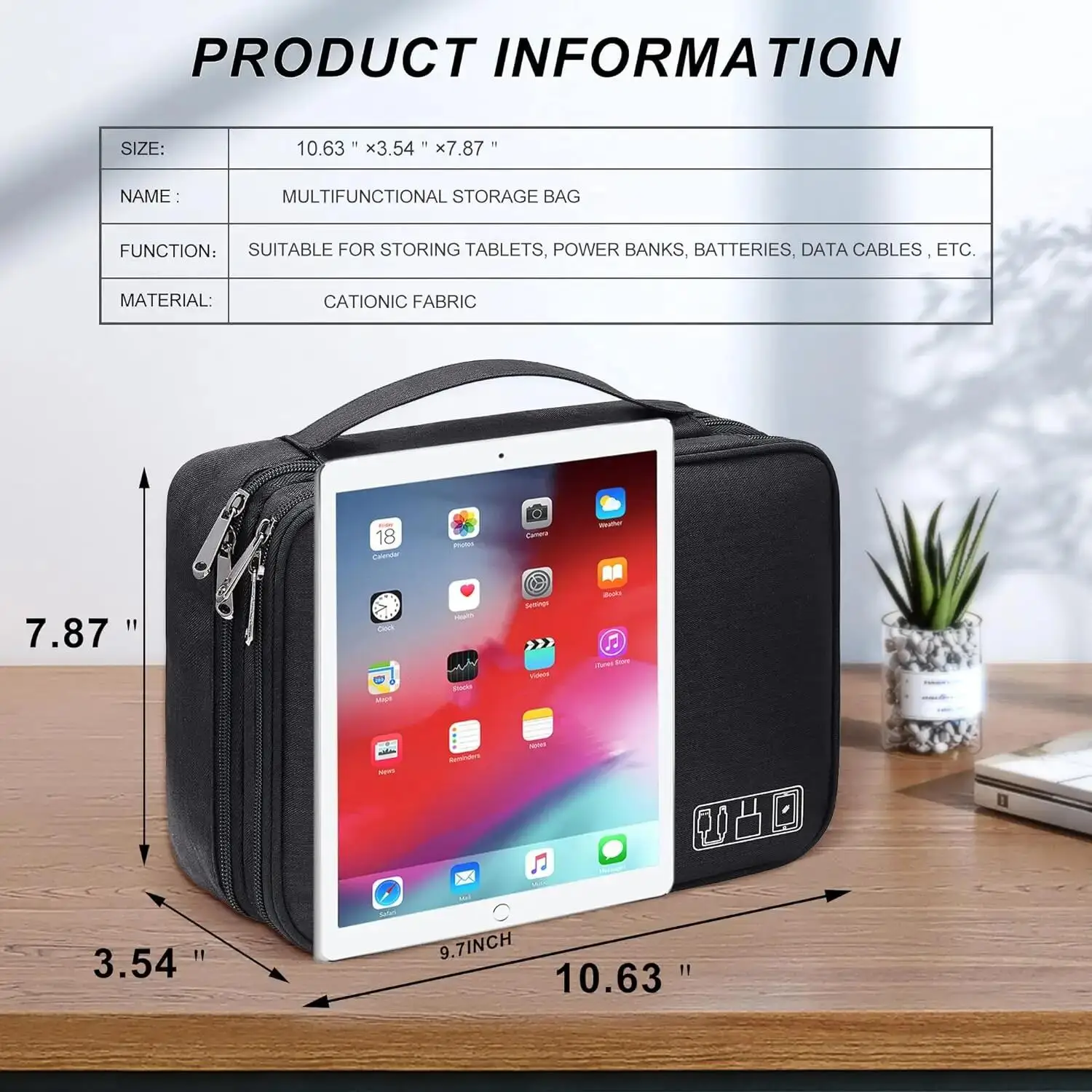 Digital Accessory Storage Bag Multi-layer Practical Power Bank USB Flash Drive Data Cable Earphones Dustproof Travel Storage Bag