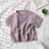 0-8Yrs 100%Cotton Children's T-shirt for Boy and Girls Muslin Tops Shirts 2025 V Neck Short Sleeve Boys Tees Kids Girls Clothes 6