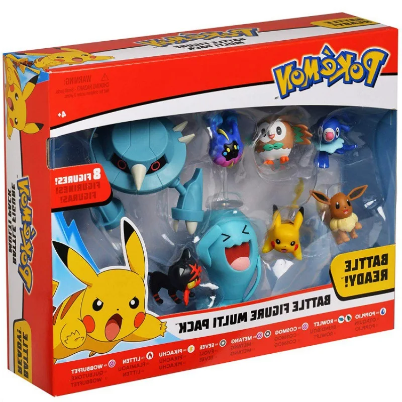 8 Pz/Set Pokemon Pikachu Loudred Eevee Wobblet Rowlet Doll Set Anime Action Figure Model Pokragon Battle Collector Giocattoli Per Bambini