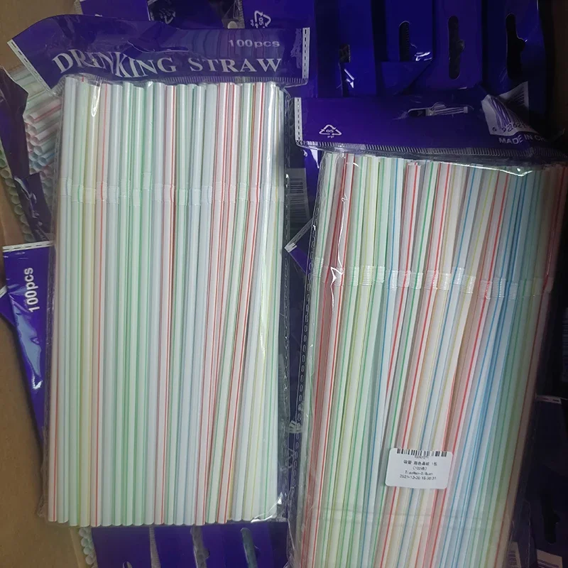 Disposable Plastic Straws 5 Models 100 Pcs Straws Drinking Kitchenware Bar Wedding Party Cocktail