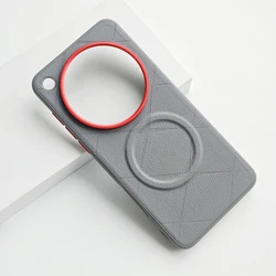 Luxurious Magnetic Embossed PU Leather Non - Slip Phone Case with Metal Camera Frame for Vivo X500 Pro Max (Grey)