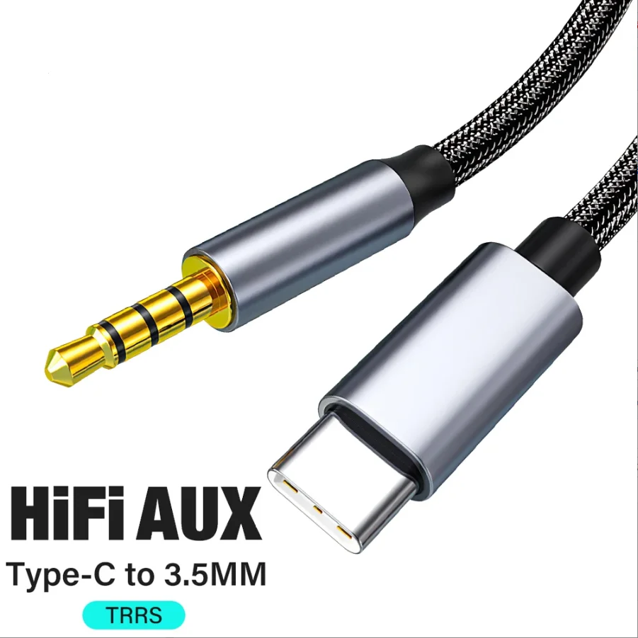 USB Type C to 3.5mm Audio Jack AUX Cable Adapter