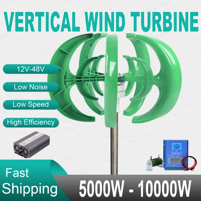 จีนต่ําเสียงรบกวนเครื่องกําเนิดไฟฟ้ากังหันลมแนวตั้ง 5KW 6000W 10KW พร้อม HYBRID Controller 12V 24V 48V Windmill 220V Homeuse อินเวอร์เตอร์ 1