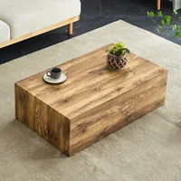 Table basse rectangulaire avec finition imitation bois. Dimensions : 90×50×30 cm, en MDF, aucun assemblage nécessaire. Équipé de pieds antidérapants au bas, il s'adapte au style moderne et luxueux. 2