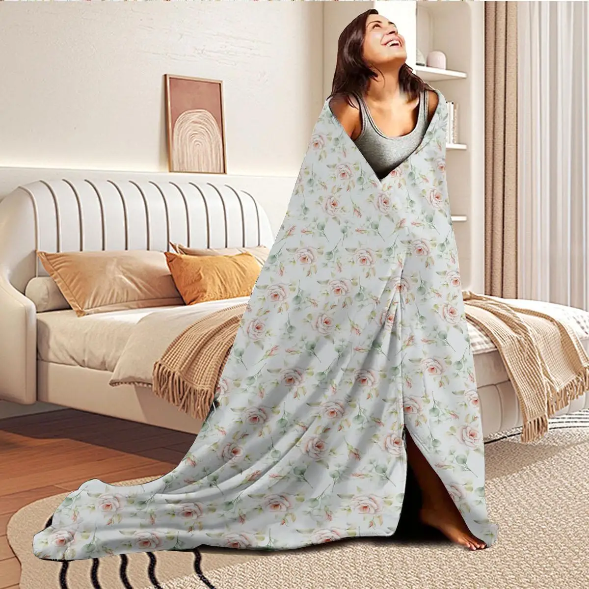 SRH Classical-design flannel, elegant patterns, heat-retaining. Bedroom Hanukkah elder gift. 6
