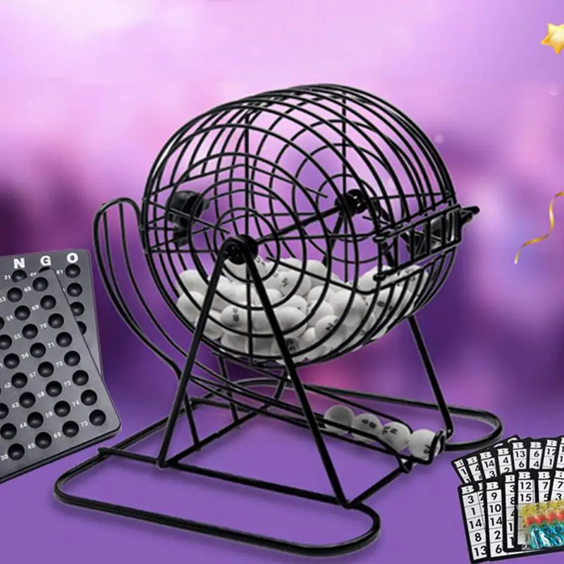 Bingo Game Set Bingo Lottery Machine Cage Lottery Adult Family Large Party Entertainment Tabletop Board Game Sweepstakes