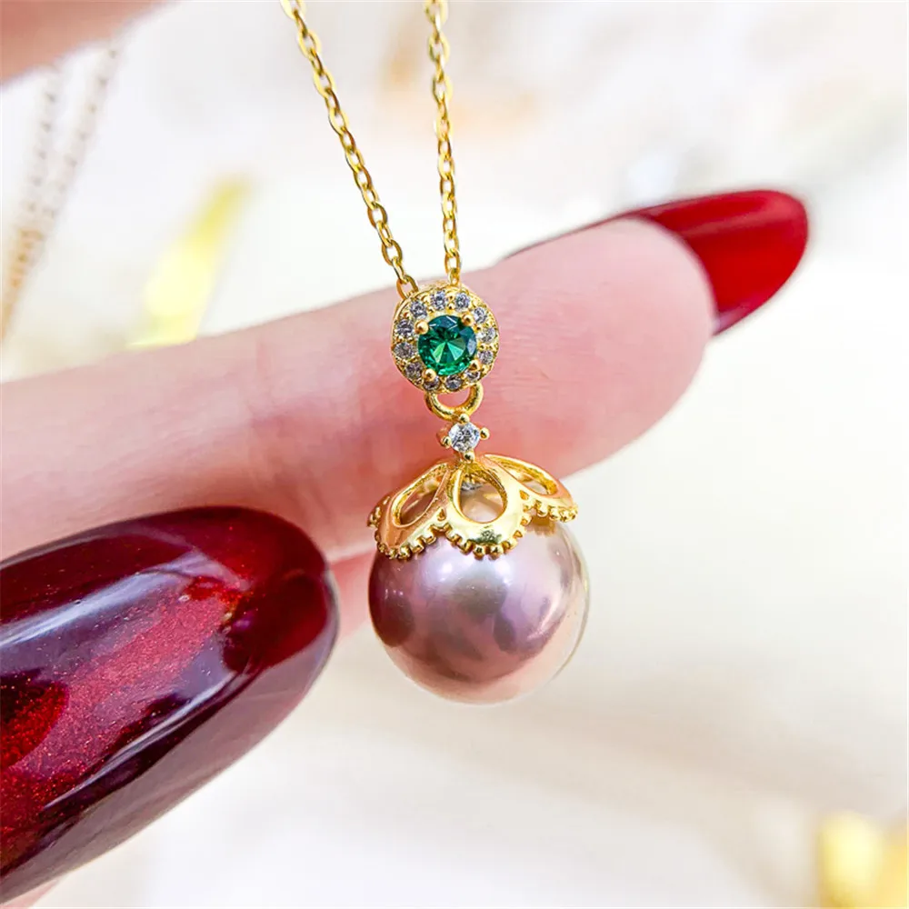 

DIY pearl accessories S925 sterling silver pendant empty holder concealer silver necklace pendant with 10-13mm beads