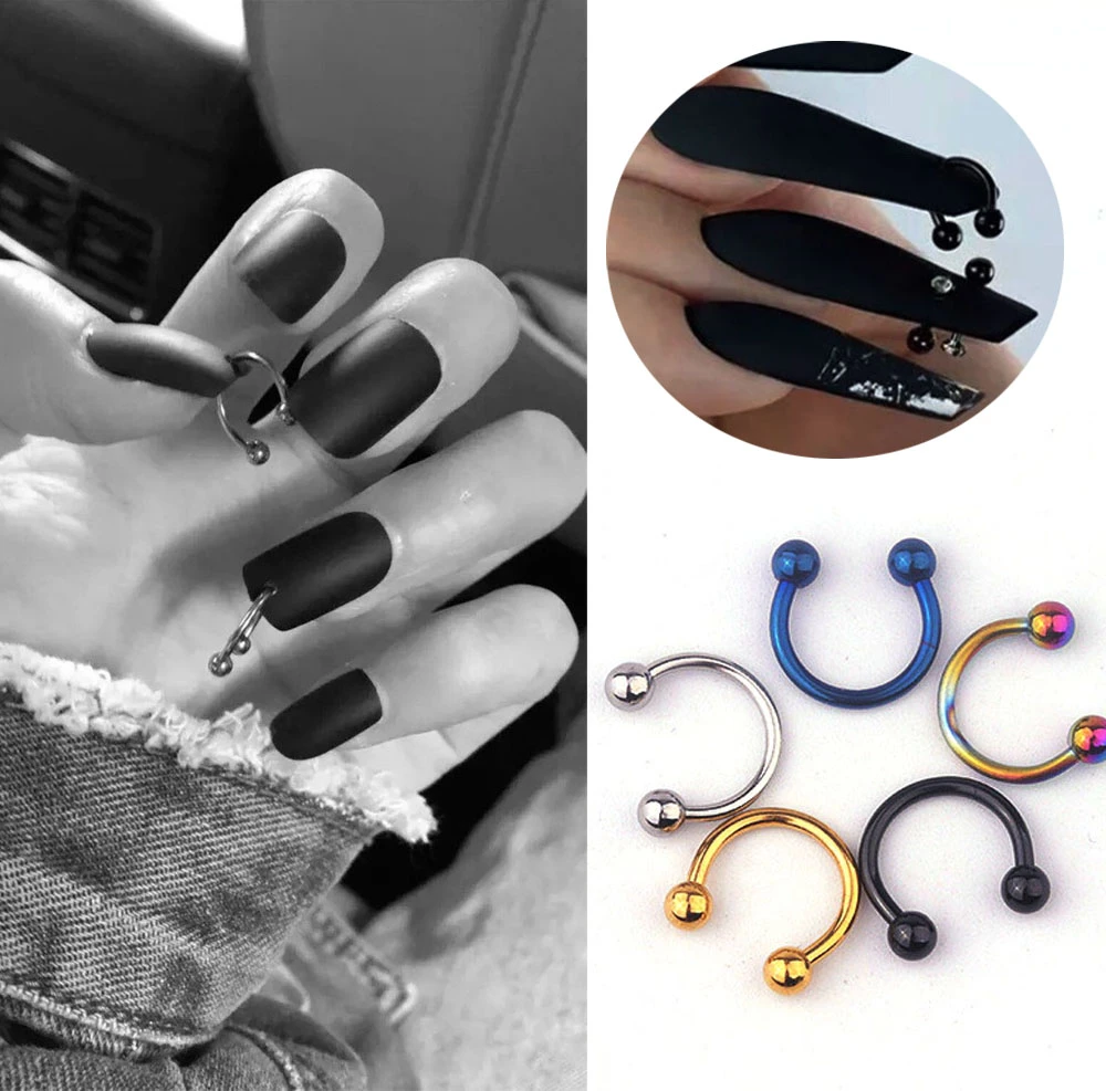 10Pcs Horseshoe Nail Piercing Dangle Tool Charms Jewely Rings Pierced Nail  Art Supplies for Tips Acrylic Gels Decorations 1*8mm| | - AliExpress