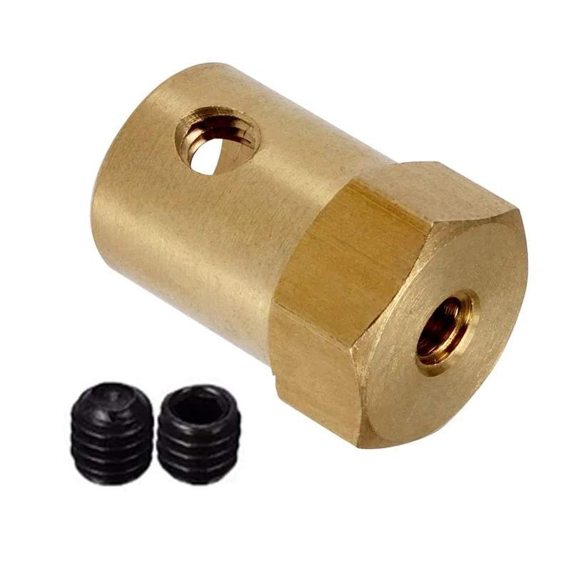 2/3/3.17/4/5/6/7/8mm Hexagonal Brass Shaft Coupling Motor Transmission Connector Screws Wrench Model Car Wheels Tires Shaft flexible coupling shaft coupler shaft connector rigid shaft coupler