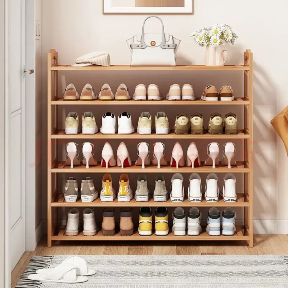 Home Furnishings Bamboo Shoe Rack With 4 Layers And 60 Lengths Living Room Natural Wood Shoe Rack Multilayer Shoes