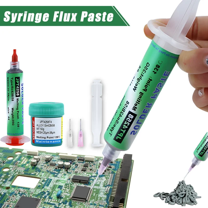 Solder Paste Sn42bi58 SMD 138℃ Low Temperature Lead-free Syringe No Clean For Iphone tail plug Repair
