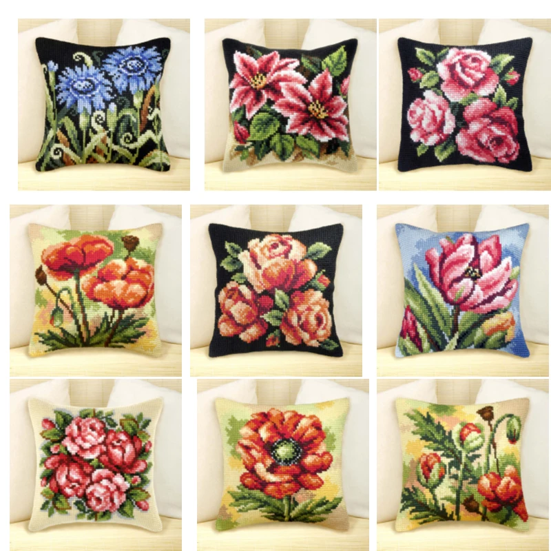 

Незаконченная акриловая искусственная кожа, вышивка, холщовая подушка, наволочка для вышивки крестиком спереди, продажа 34