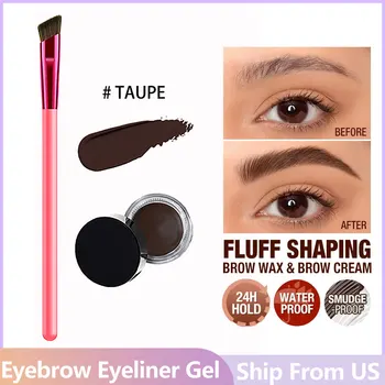 3Color Eyebrow Pomade Eyebrow Eyeliner Gel Waterproof Long-lasting Tinted Sculpted Brow Gel with Brush Eyebrow Stamp Pencil Kit 1