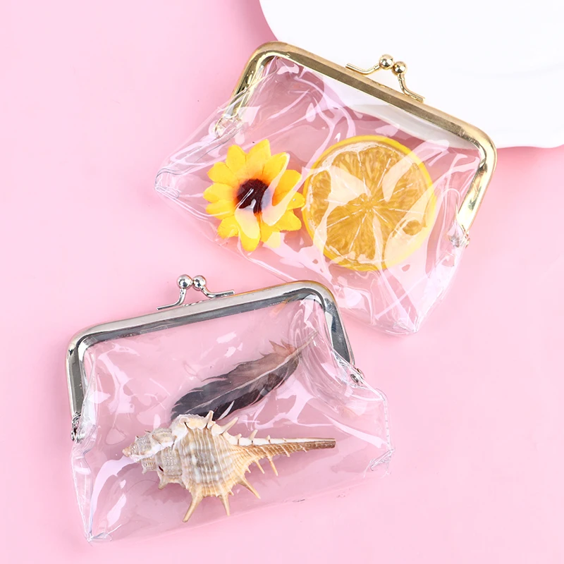 1pc Vintage Clip Bag Transparent PVC Coin Purse Wallet, Lipstick