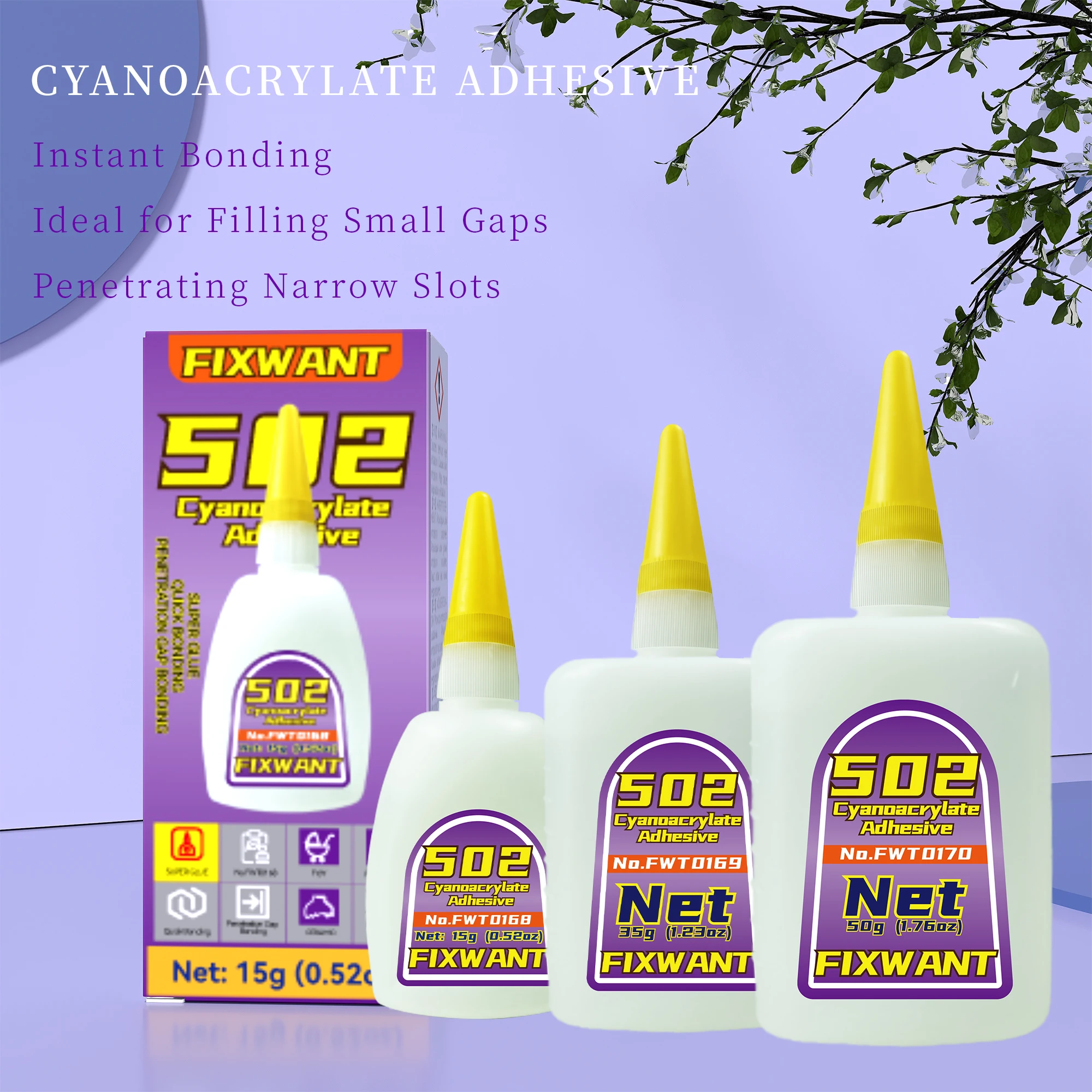 FIXWANT 502 Super Colla Ad asciugatura rapida 1-3 pezzi Adesivo cianoacrilato istantaneo Pelle Gomma Legno Metallo Colla liquida a legame forte 2