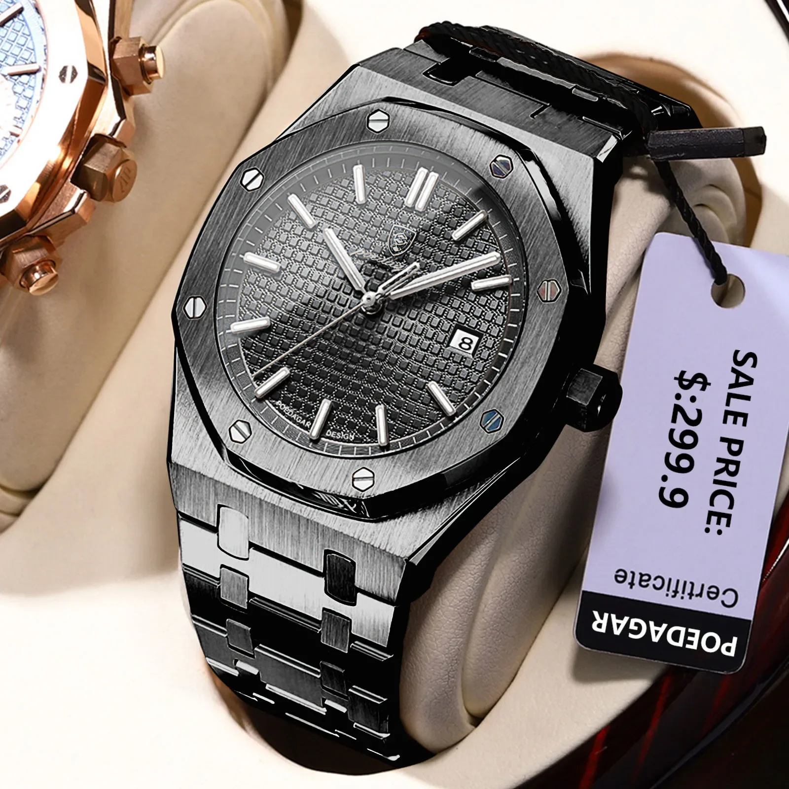 POEDAGAR Men's Luxury Business Stainless Steel Quartz Watch For Men Sports Excellence Luminous Waterproof Wristwatch Trend New 3