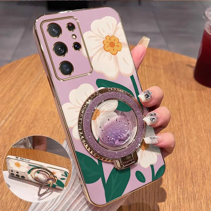 White Floral Plating Phone Case Cover