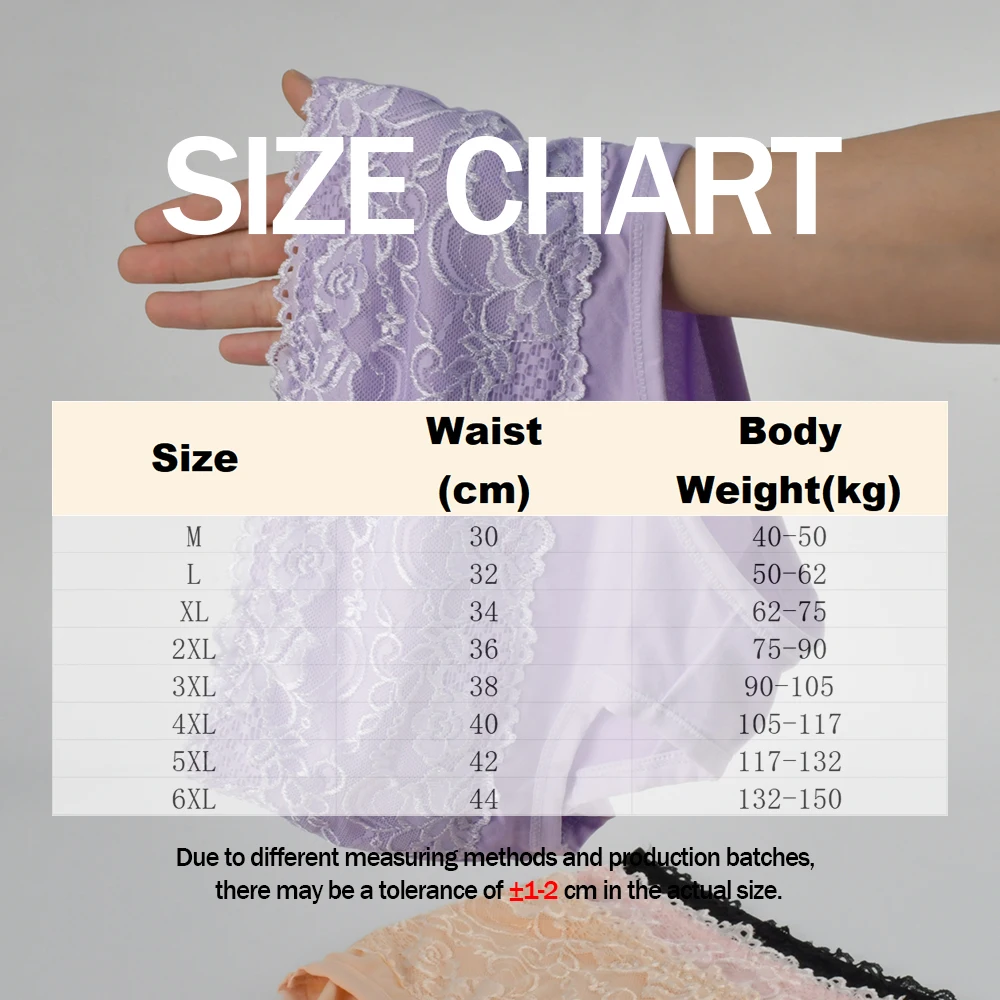 3Pcs Women's Panties Lace Triangle Panties Woman High Waist Plus Fat Plus Size Soft Comfortable and Breathable Female Underwear