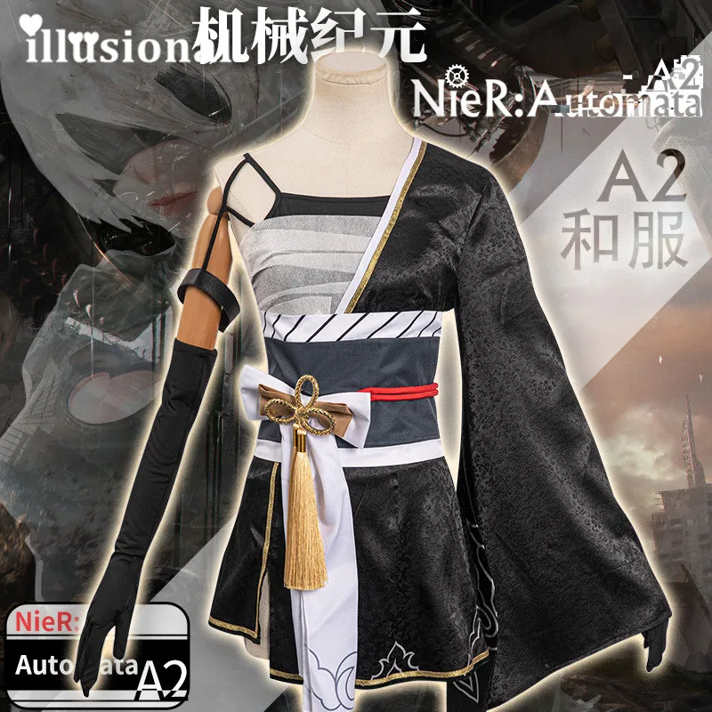 

illusional NieR:Automata A2 Cosplay YoRHa A2 Kimono Dress Costume Women Halloween Costume