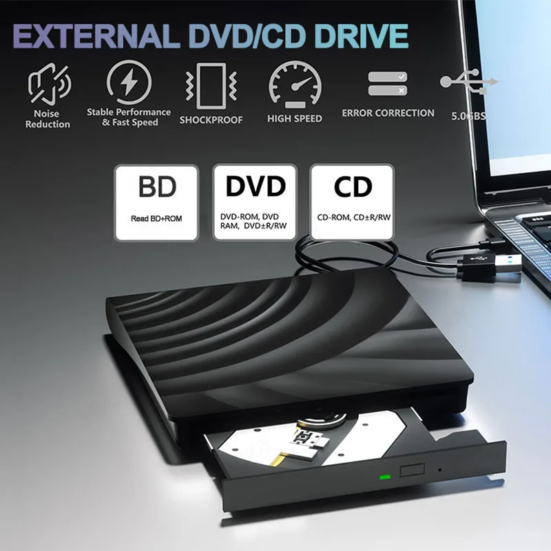 외장 블루레이 광학 드라이브, USB 3.0, 휴대용 3D BD-Combo, CD DVD 플레이어, 노트북 PC 컴퓨터 노트북용 버너
