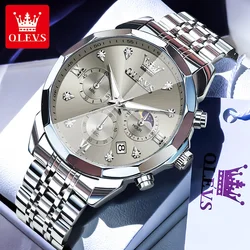 Elegant Gold and Blue Men's Watch by OLEVS (Silver Grey)