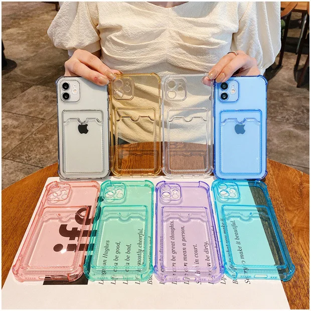 Cassa del telefono del sacchetto della carta del nastro trasparente colorata semplice per iphone 14 13 12 11 Pro Max X XR XSMAX copertura della cassa di caduta di Pevention di TPU_voghion.com