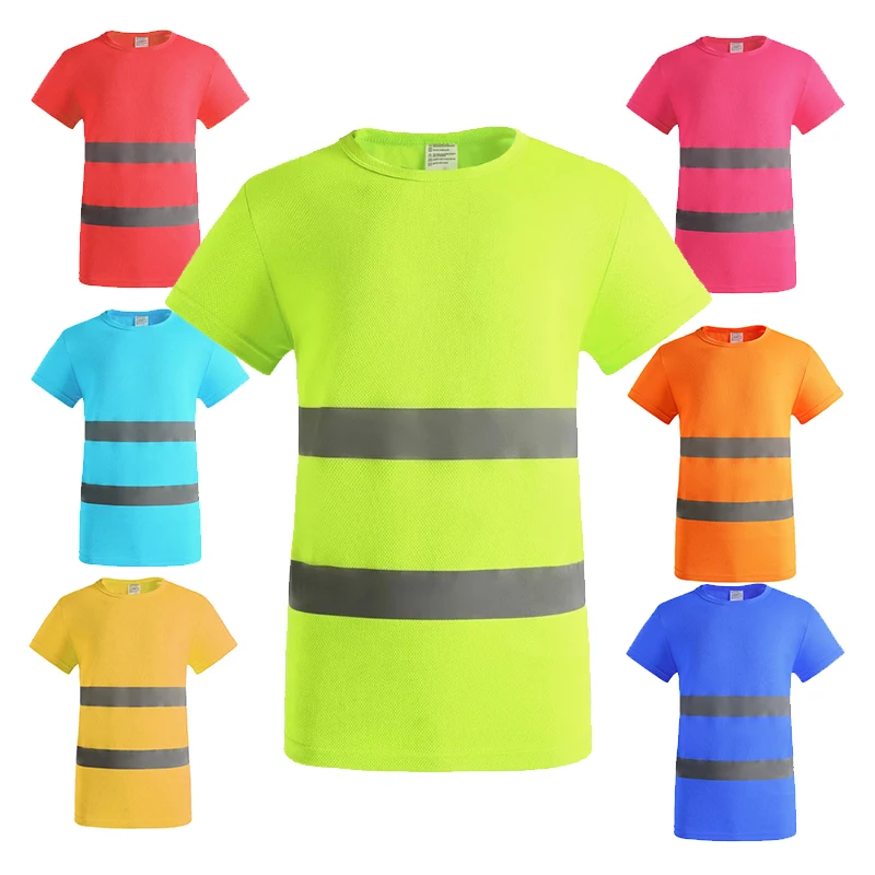 10 Colors Safety T Shirt Reflective High Visibility Shirt Short Sleeve