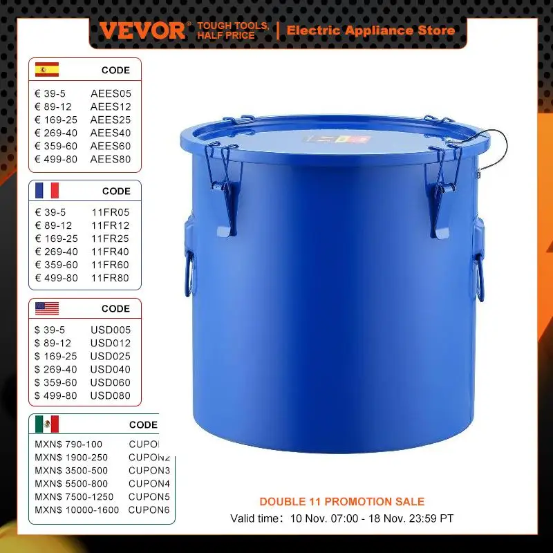 VEVOR Fryer Grease Bucket 8 Gal Oil Disposal Caddy Carbon Steel Fryer Oil Bucket with Rust-Proof Coating Transport Container