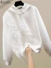 ZANZEA Simple Hooded Collar Jumper Women Ruffled Edge Sweatshirts 2024 Autumn Solid Pullovers Korean Style Long Sleeve Hoodies 1