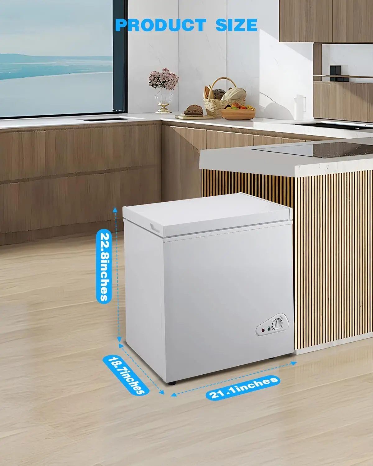 .Ft Deep Compact Freezer, Chest Freezer with a Removable Basket 7 Gears Adjustable Temperature Control(-18°F to -46°F) for Garag 6