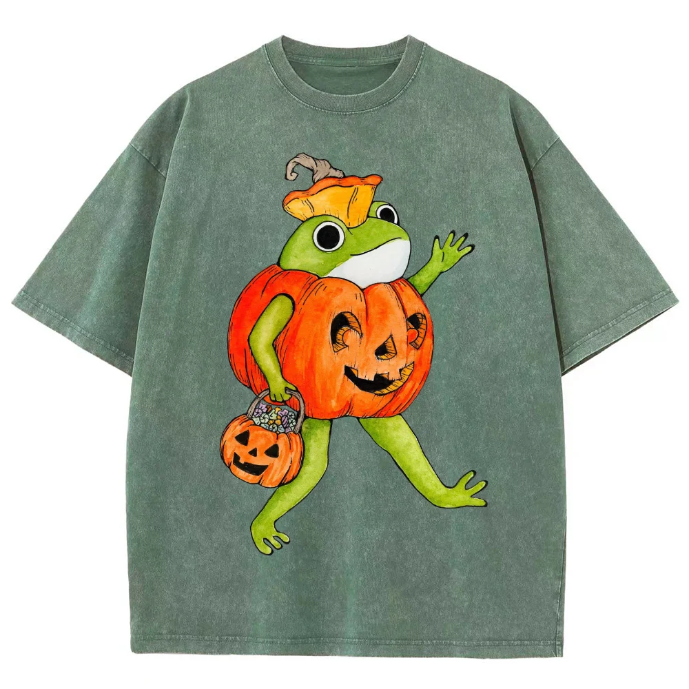 

Halloween cartoon pattern printed short sleeved, Y2K street clothing Harajuku sports T-shirt, unisex casual loose fitting short