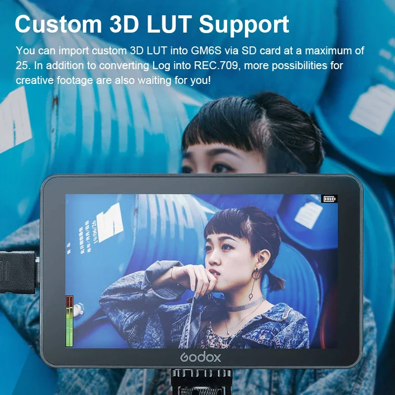 GODOX GM6S Portable Monitor 5.5-inch 4K HDMI Touch Screen DSLR Camera Monitor Photo Video Focus Outdoor Shooting with Battery