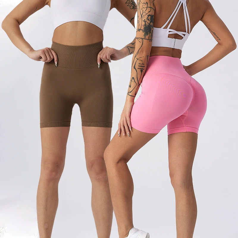 Seamless Hip Lift Yoga Shorts Women  Push Up Sports Shorts Running Fitness Tight Three-point Pants Leggings Women Cycling Shorts