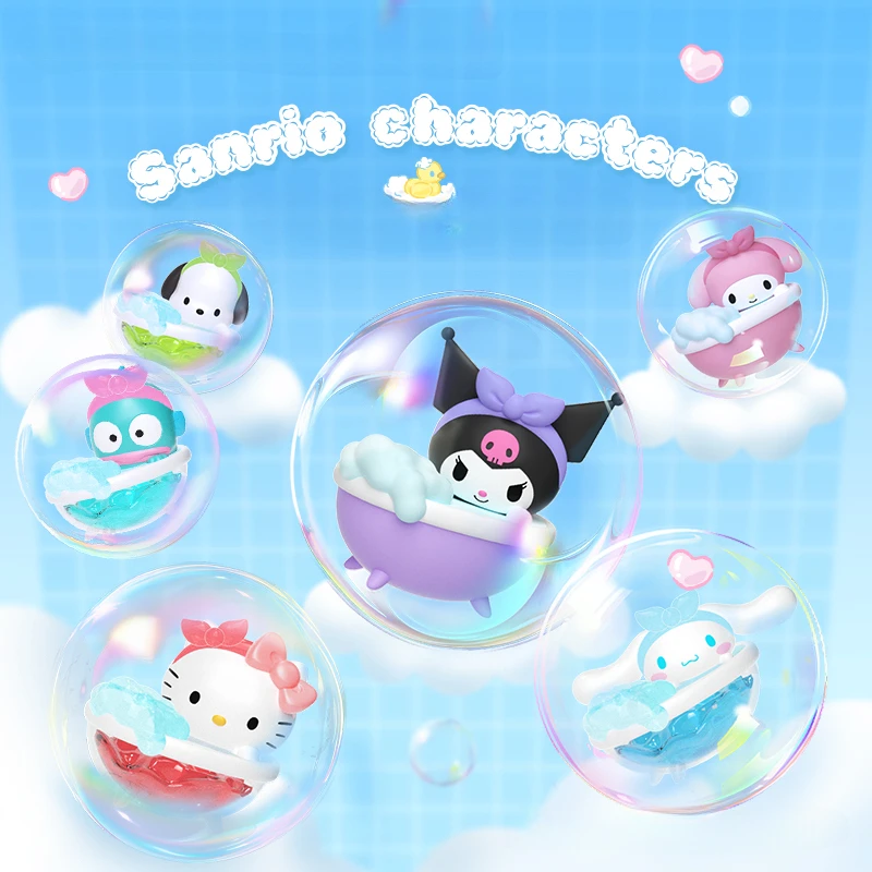 

Sanrio Blind Box Bubble Bath Series Cute Bean Bag Decoration Children's Toy Surprise Gift Kawaii Hello Kitty Kuromi Pompompurin