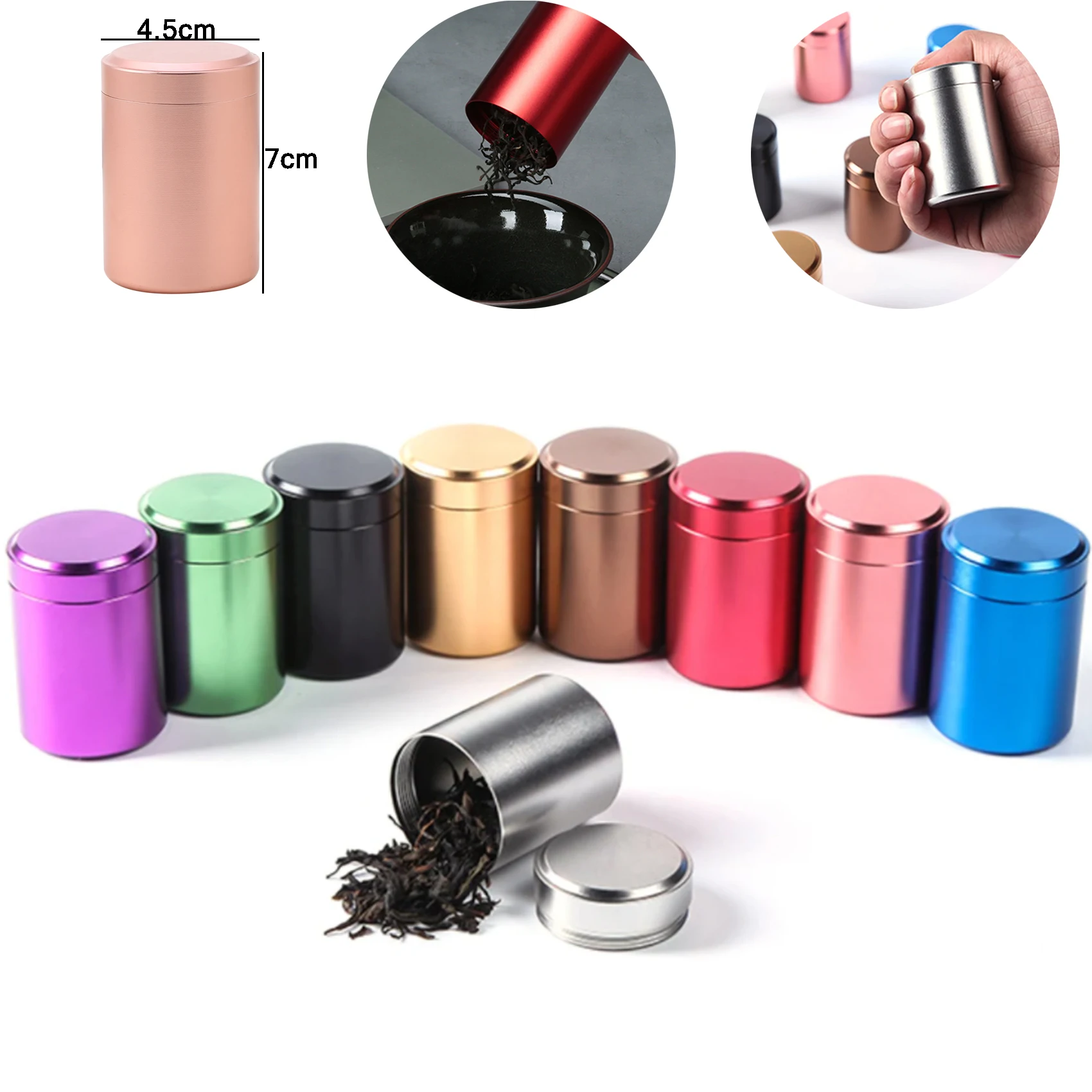 Tea Can Travel Portable Sealed Jar Metal Mini Storage Box Moisture-proof Solid Color Nut Candy Jars Food Storage Container