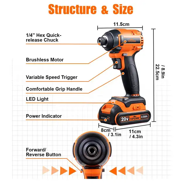 Tournevis électrique sans fil 20V 220nm, moteur sans balais