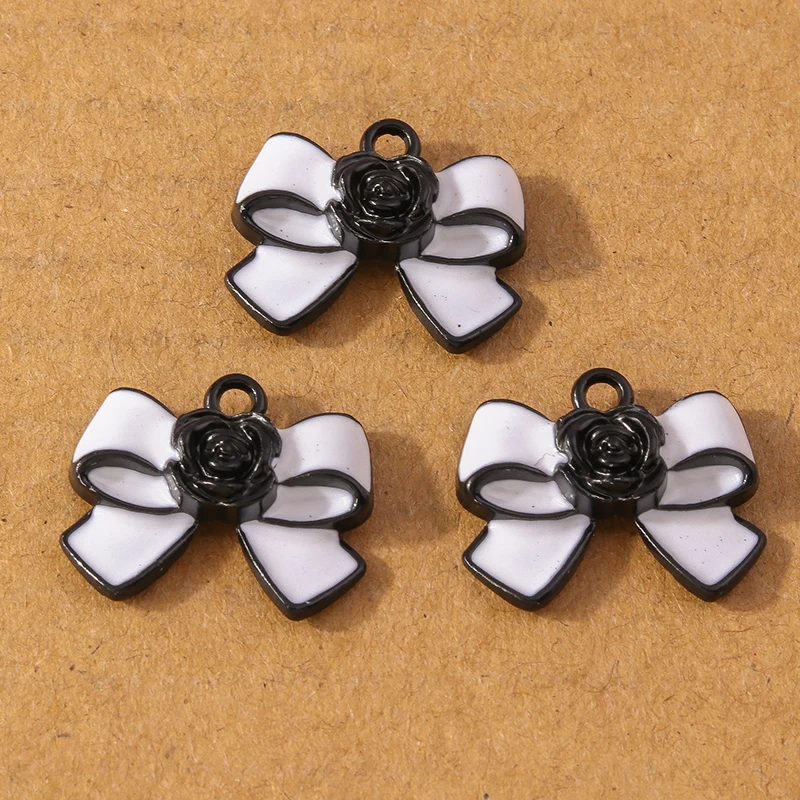 10pcs DIY 귀걸이 목걸이 쥬얼리에 대 한 우아한에 나 멜 Bowknot 매력 Bowtie 펜 던 트 액세서리 용품 만들기