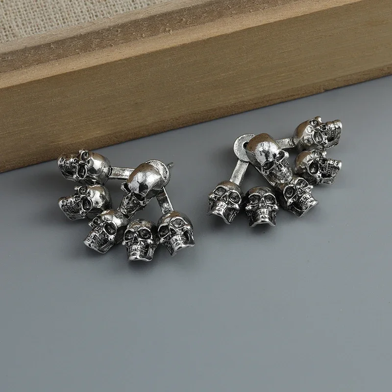 Gothic Ghost Skull Stud Earrings for Men Fashion Hip Hop Biker Earrings Stainless Steel Vintage Punk Devil Skeleton Jewelry Gift